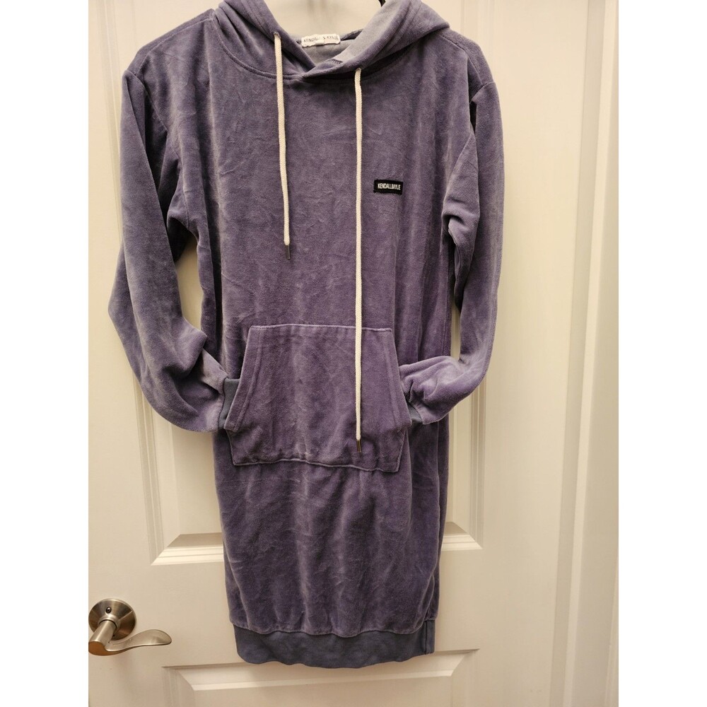 Kendall and Kylie Sleep Hoodie Loungewear Velvet Purple XS